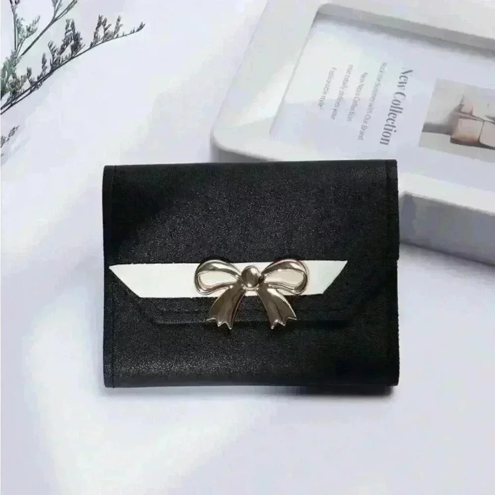 ⚠️Clearance🖤🎀Colorblock Black Ribbon Wallet / Cardholder - Picture 2 of 5